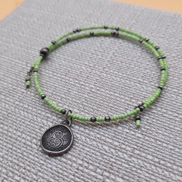 9 Inch Sterling Silver Handmade Beaded Charm Ankle Bracelet B611 - Picture 2 of 5